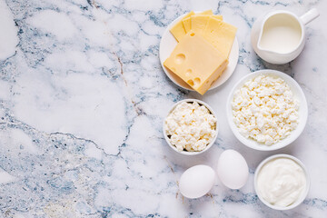 Different types of dairy products.