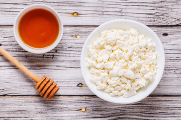 Curd or cottage cheese. Dairy product.