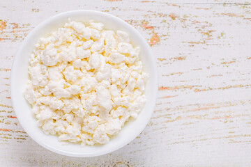 Curd or cottage cheese. Dairy product.