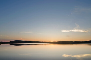 Sunset view from Zayachiy Island on the Upper Pulongskoye Lake