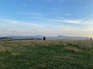 the lonely man in mountains 