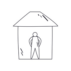 avatar in house line style icon vector design