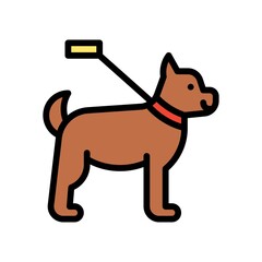 free time related dog with belt and rope vector with editable stroke