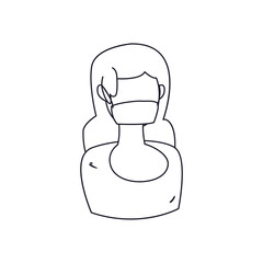 Woman with medical mask line style icon vector design
