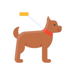 free time related dog with belt and rope vector in flat style,