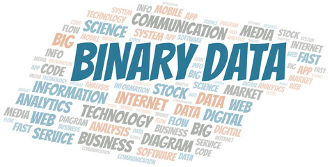 Fototapeta premium Binary Data vector word cloud, made with text only.
