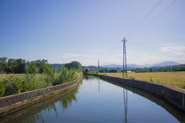 Duct with mountains in the background. 