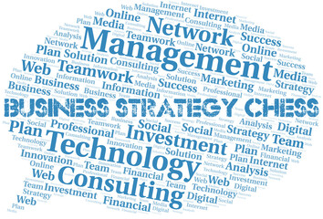Business Strategy Chess word cloud create with text only.