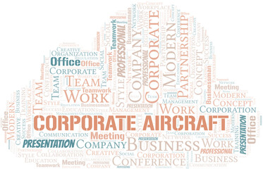 Obraz premium Corporate Aircraft vector word cloud, made with text only.