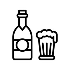 free time related wine bottle with wine in glass vector in lineal style,