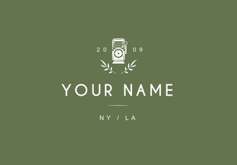Vintage camera olive branch logo