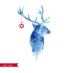Watercolor deer head