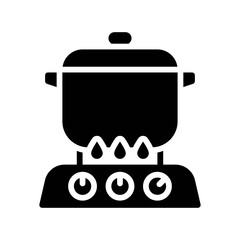 Obraz premium free time related Sauce Pan with burner and fire vector in solid design,