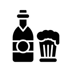 free time related wine bottle with wine in glass vector in solid design,