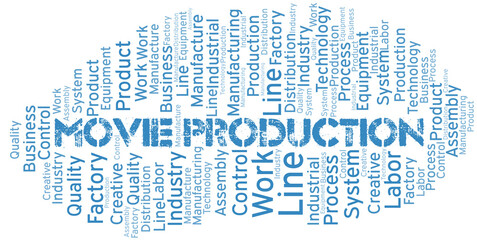 Movie Production word cloud create with text only.