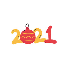 2021 with sphere flat style icon vector design