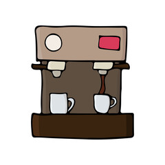 Coffee maker machine flat illustration in vector. Colorful icon of coffee maker machine in vector. 