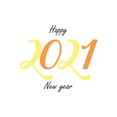 Happy new year 2021 flat style icon vector design