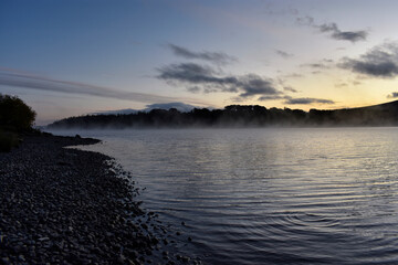 Beautiful Sunrise Over Foggy Lake, Ireland