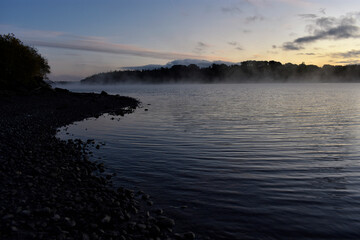 Beautiful Sunrise Over Foggy Lake, Ireland
