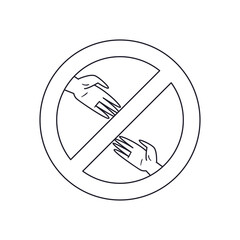 social distancing between hands with ban line style icon vector design