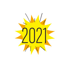 2021 in explosion bubble flat style icon vector design