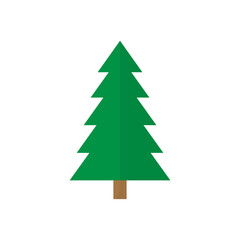 Christmas tree green icon. Tree silhouette vector illustration isolated on white. New Year symbol.