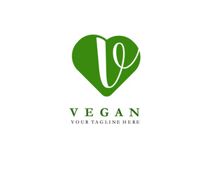 Heart Shape with Letter V inside for vegan and Healthy food lovers