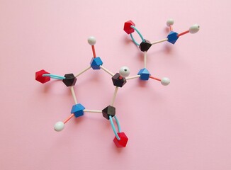Molecular structure model of Allantoin molecule. Allantoin is a diureide of glyoxylic acid. It is...