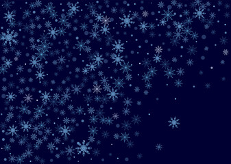 Snowflakes. Snow, snowfall. Falling scattered white snowflakes on a gradient background. Vector