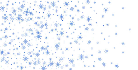 Snowflakes. Snow, snowfall. Falling scattered white snowflakes on a gradient background. Vector