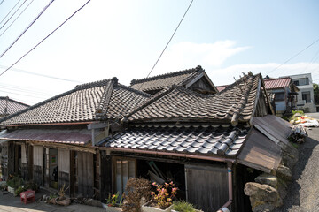 小さな漁港の街の風景　千葉県銚子市　日本