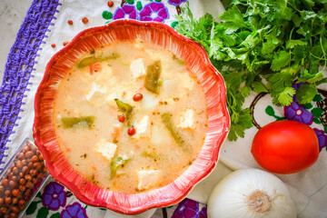 Cheese soup with potatoes the authentic Sonoran style 