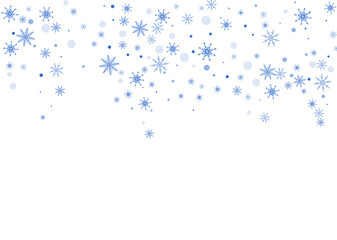 Snowflakes. Snow, snowfall. Falling scattered white snowflakes on a gradient background. Vector