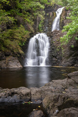 Falls of Rha on the Isle of Skye, Scotland. Beautiful collection of many smaller falls flowing in different directions.