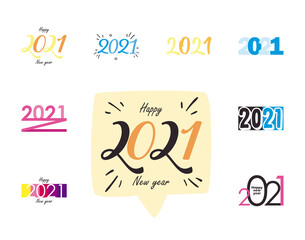 2021 flat style set icons vector design