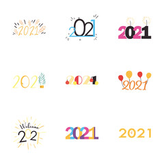 2021 flat style icons collection vector design