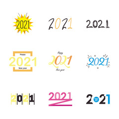 2021 flat style icon set vector design