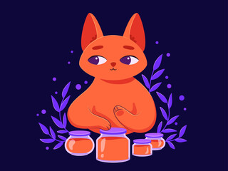 Honey cat cute cartoon vector illustration 