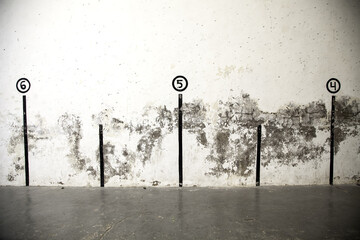 Numbers on a fronton, detail of Spanish sport in a town in Navarra, Spain