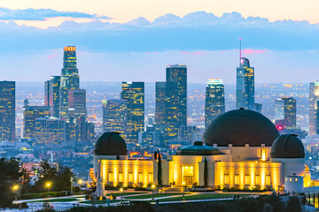 Los Angeles skyline at twilight - obrazy, fototapety, plakaty