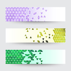 Set of color templates with geometric shapes. Abstract vector triangles. eps 10