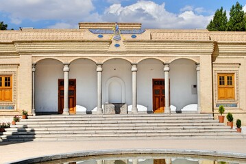 Fototapeta premium The Zoroastrian fire temple against blue sky. Yazd Iran