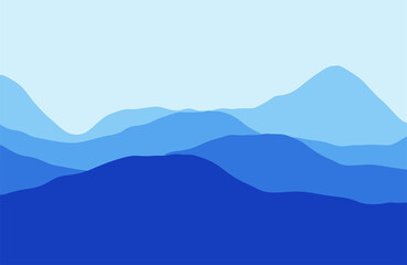 Mountains in the haze at sunset - Vector illustration