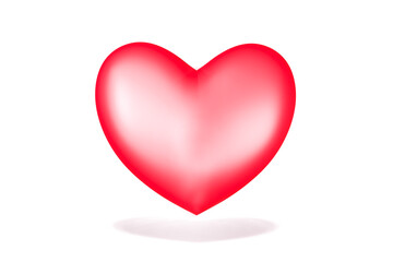Valentine heart with a shadow in 3D Illustration.