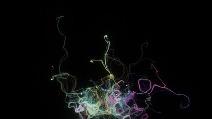 Glowing multi-colored threads twisted 3D model © atdigit