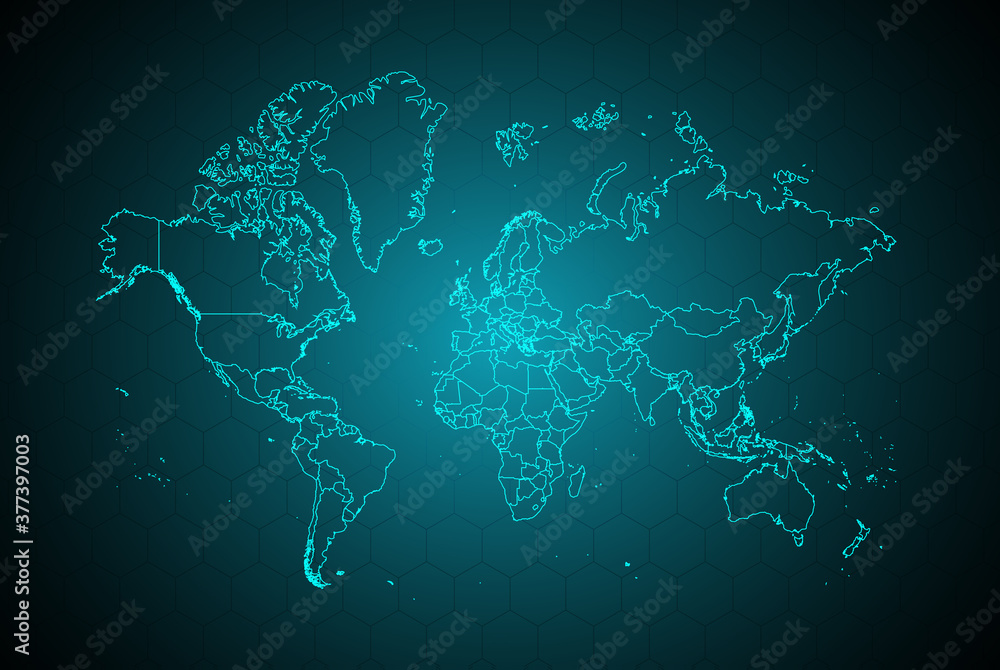 Poster wire frame 3d mesh polygonal network line, design sphere, structure. abstract world map digital text