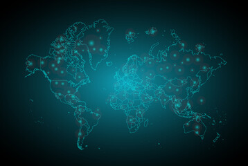 Wire Frame 3D mesh polygonal network line, design sphere, structure. abstract world map digital texture pattern technology innovation concept background Vector illustration eps 10.