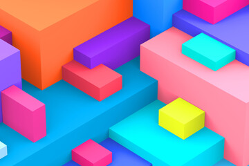 Fototapeta premium Abstract geometric cubic colorful background. isometric 3d render.