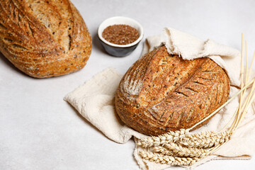 Loaf of freshly baked homemade sourdough bread